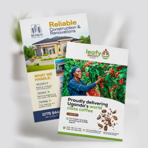 Flyer Printing in Uganda, Custom Flyers in Uganda, A5 Flyers in Uganda, Business Flyers in Kampala, and Affordable Flyer Printing Uganda.